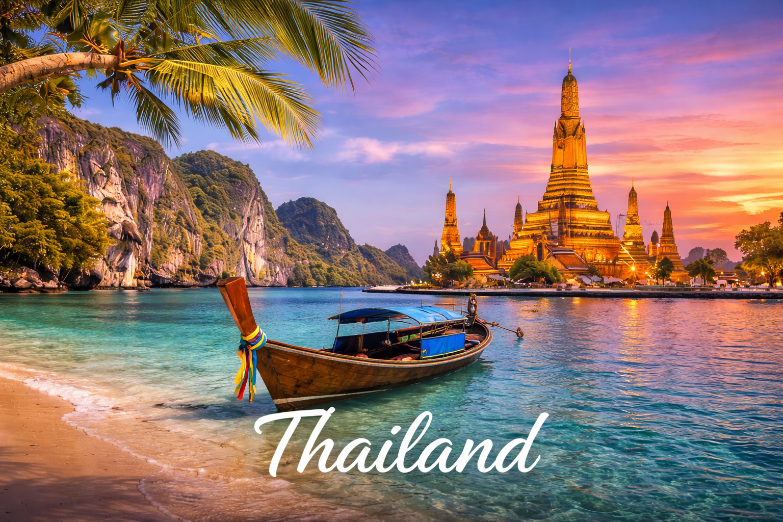 Thailand beach and city collage